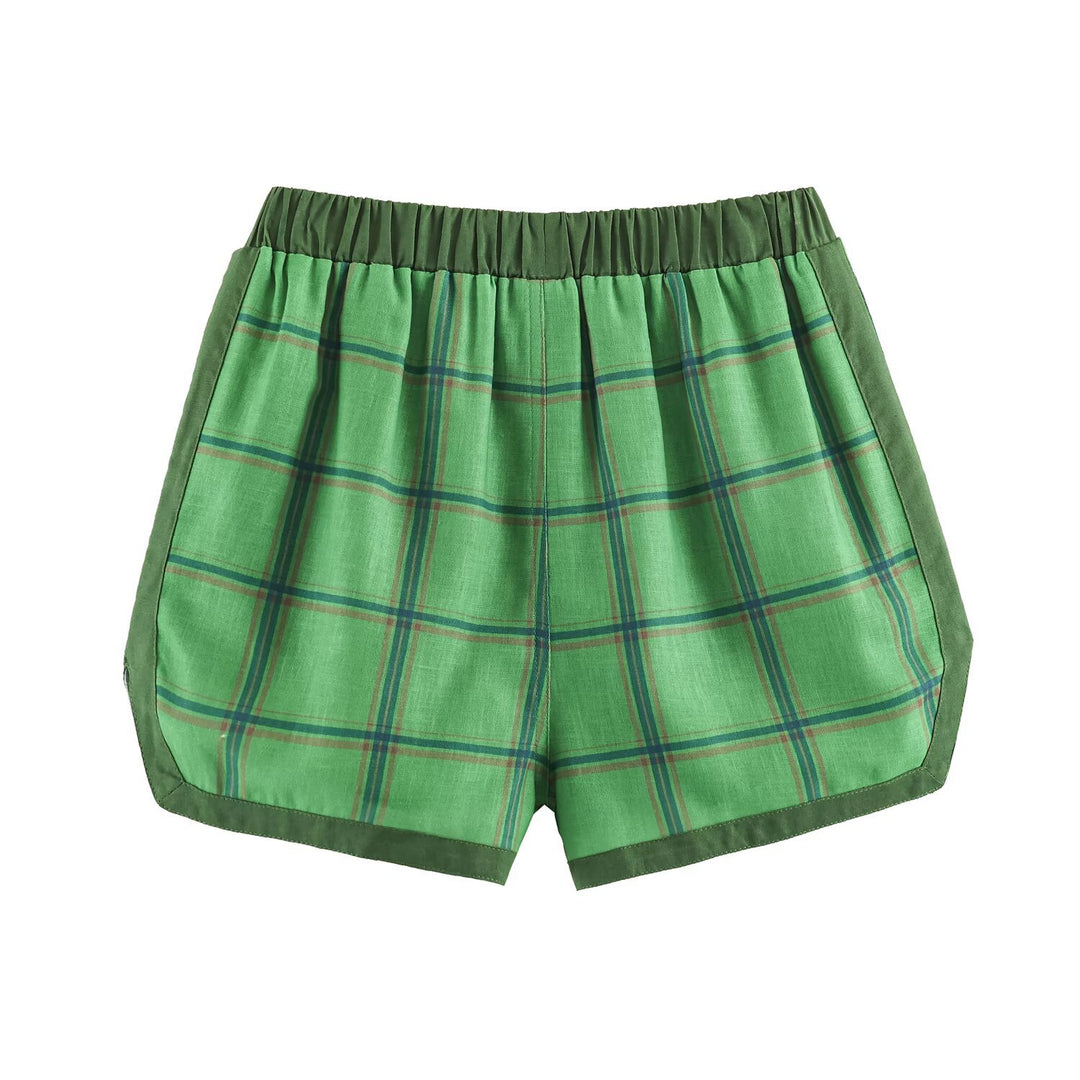 Damen Leichte Karierte Bomberjacke mit Stehkragen, verdecktem Reißverschluss und elastischem Saum Drune