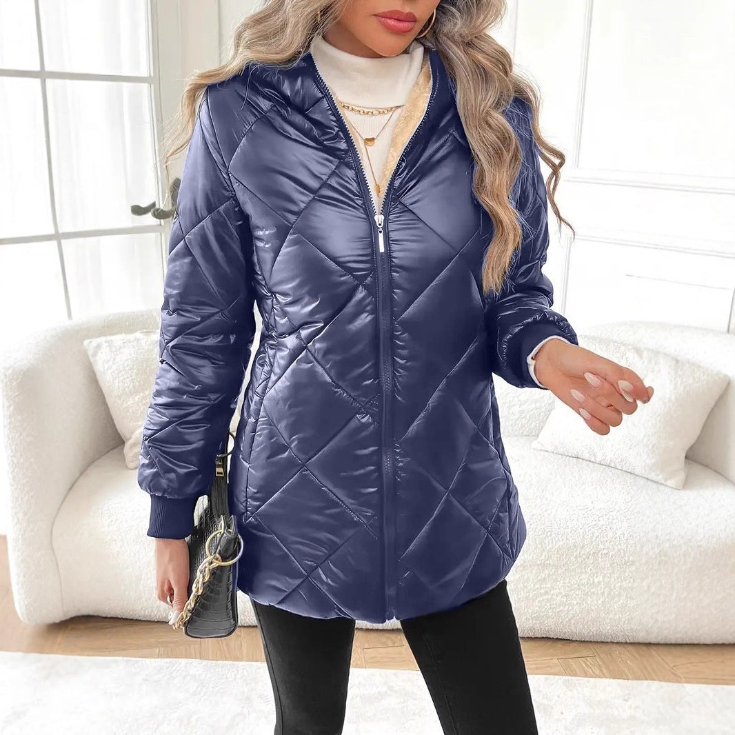 Damen Steppjacke mit Teddyfutter und Kapuze Drune