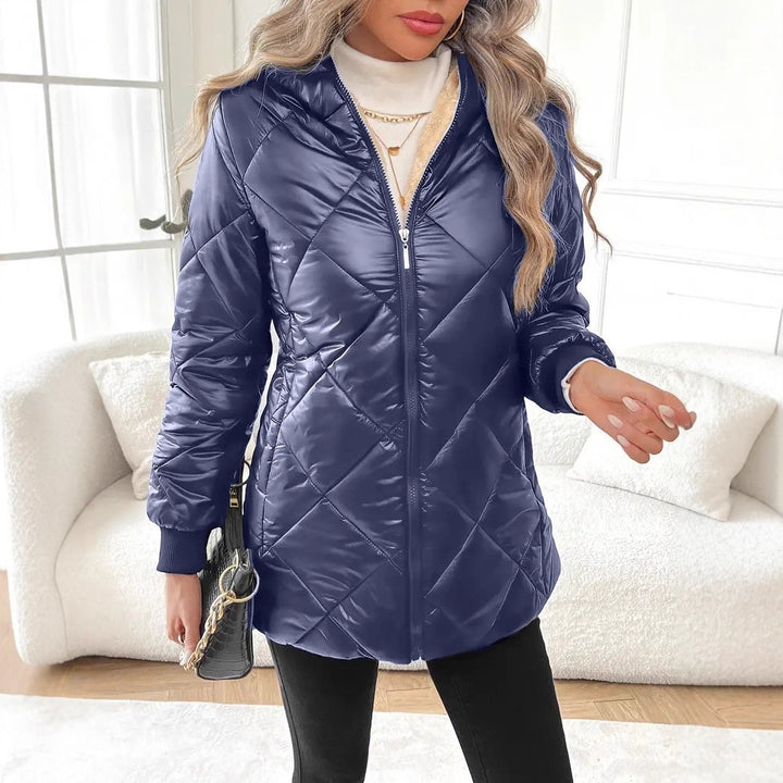 Damen Steppjacke mit Teddyfutter und Kapuze Drune