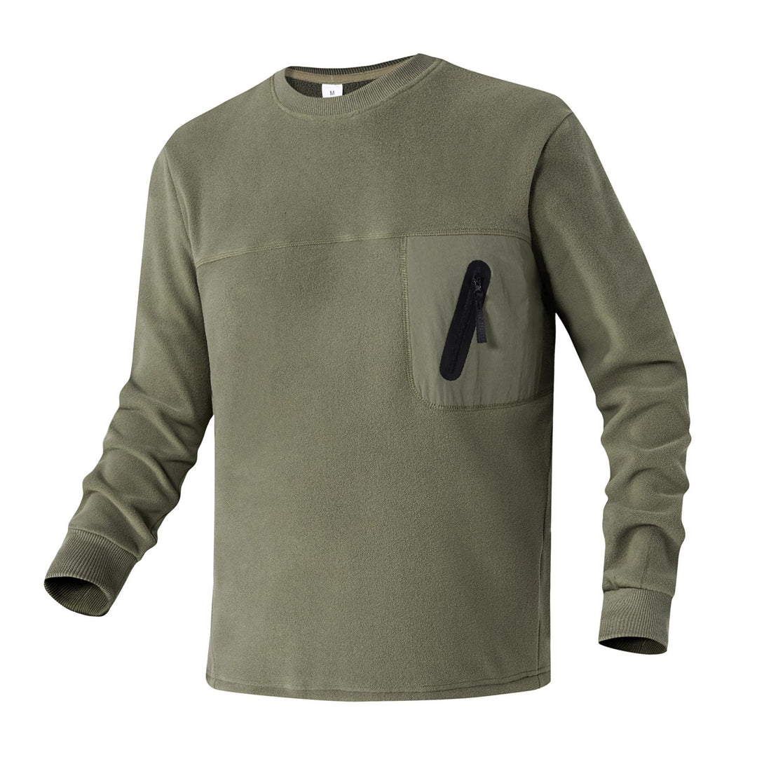 Damen Fleecepullover mit Brustreißverschluss-Tasche und Rundhalsausschnitt Drune