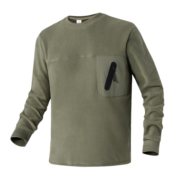 Damen Fleecepullover mit Brustreißverschluss-Tasche und Rundhalsausschnitt Drune