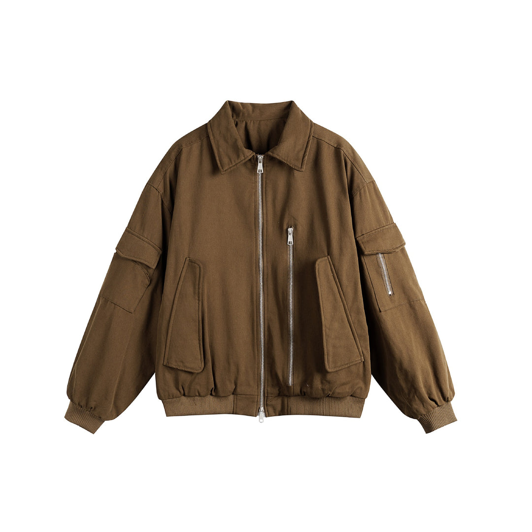 Unisex Boxy Utility-Blousonjacke mit Zip-Details und funktionalen Pattentaschen Drune
