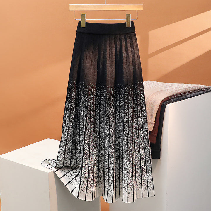 Damen Plissierter Maxirock mit elegantem Farbverlauf Drune