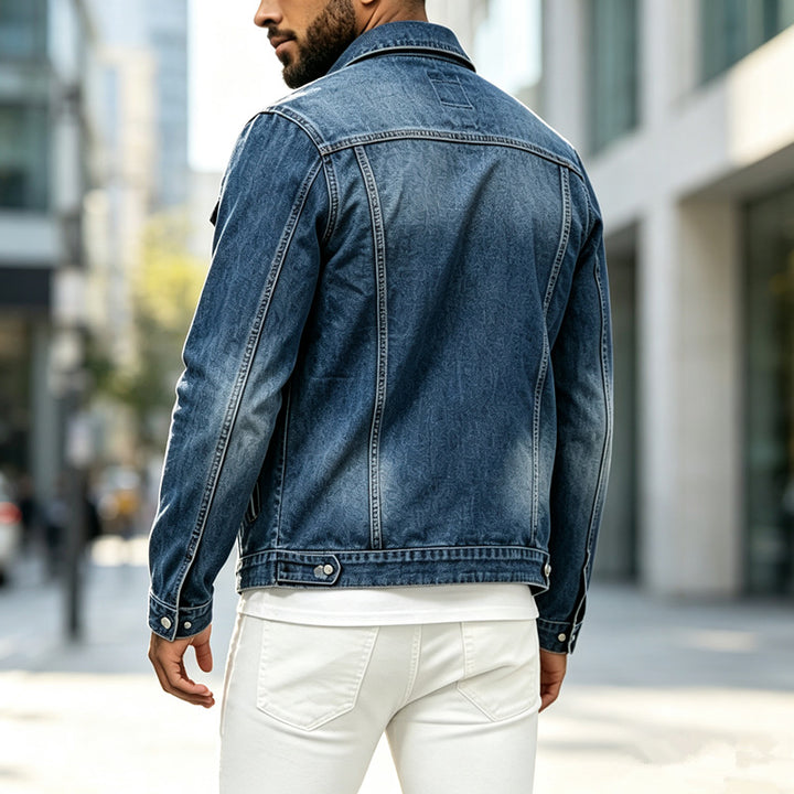Herren Modische Jeansjacke mit Destroyed-Details Drune