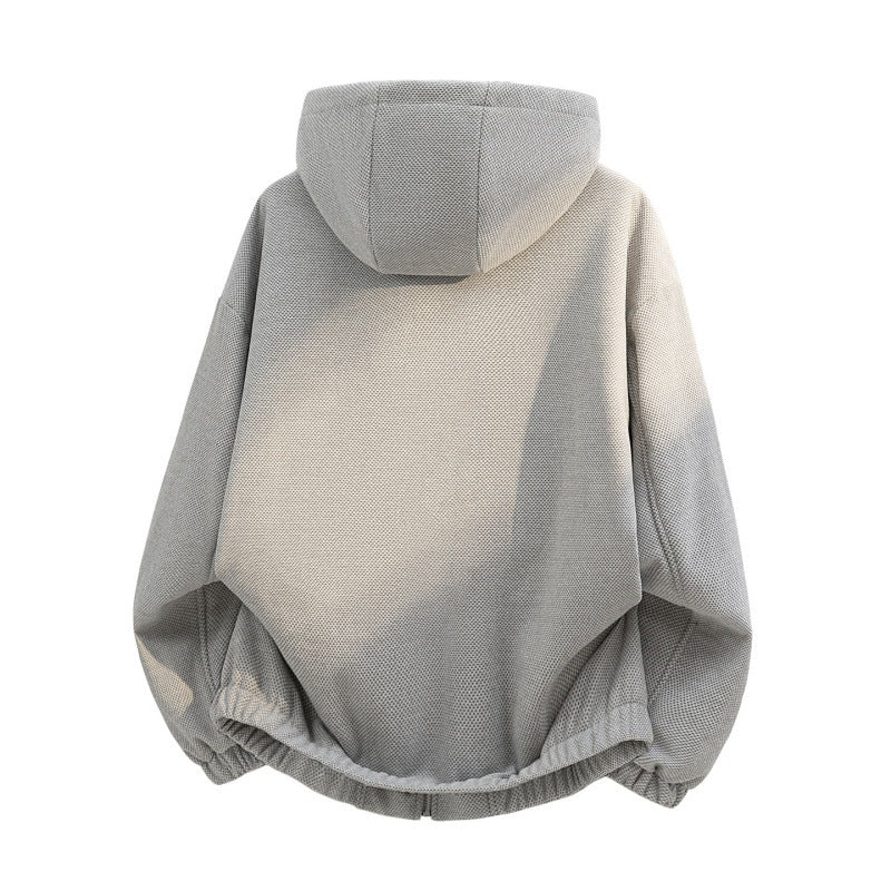 Damen oversized Fleecejacke mit Kapuze und karierter Innenfütterung Drune
