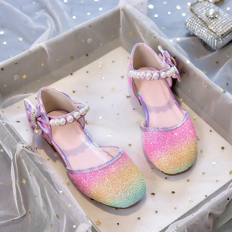 Mädchen Glitzernde Ballerinas mit Perlen und Schleifenakzent Drune
