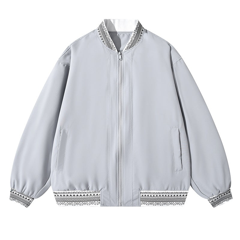 Damen Oversize Bomberjacke mit folklorischen Stickborden Drune