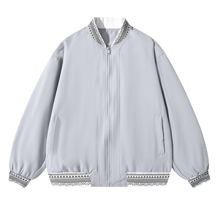 Damen Oversize Bomberjacke mit folklorischen Stickborden Drune