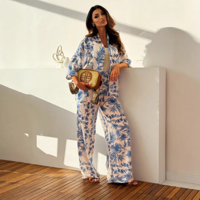 Damen Zweiteiler Set mit floralem Design und lässigem Schnitt Drune