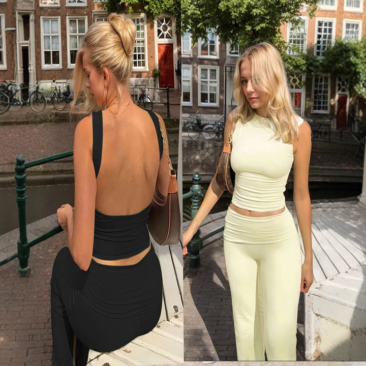 Damen Fitness Set mit figurbetontem Crop-Top und High-Waist Leggings Drune