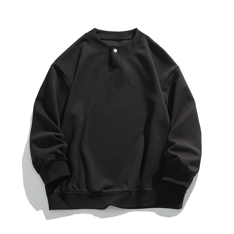 Unisex Oversize-Henley-Sweatshirt mit Druckknopf am Kragen Drune