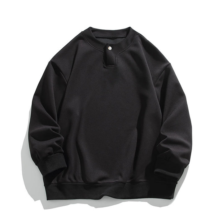 Unisex Oversize-Henley-Sweatshirt mit Druckknopf am Kragen Drune
