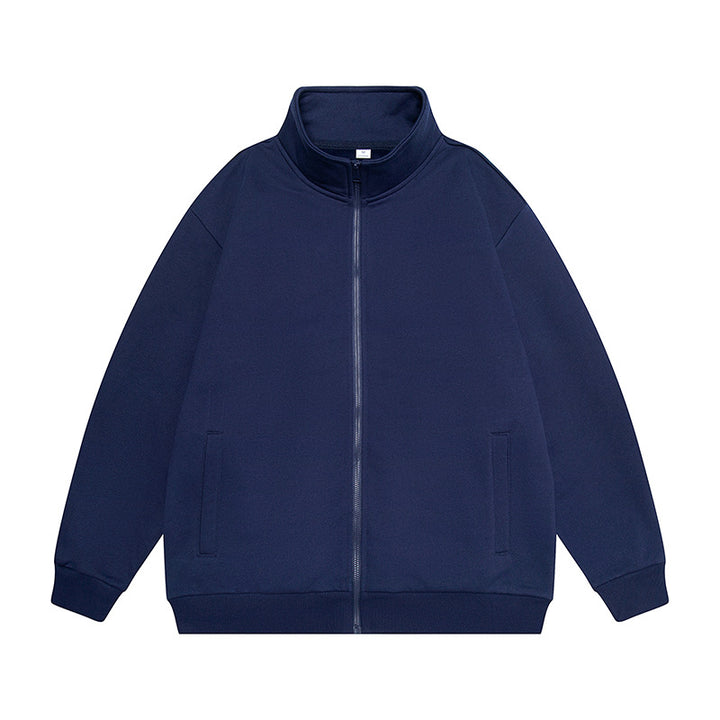 Herren Oversize Sweatjacke mit Stehkragen, durchgehendem Reißverschluss und geripptem Saum Drune