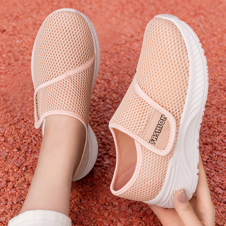 Damen Atmungsaktive Slip-On Mesh-Sneaker mit Klettverschluss Drune