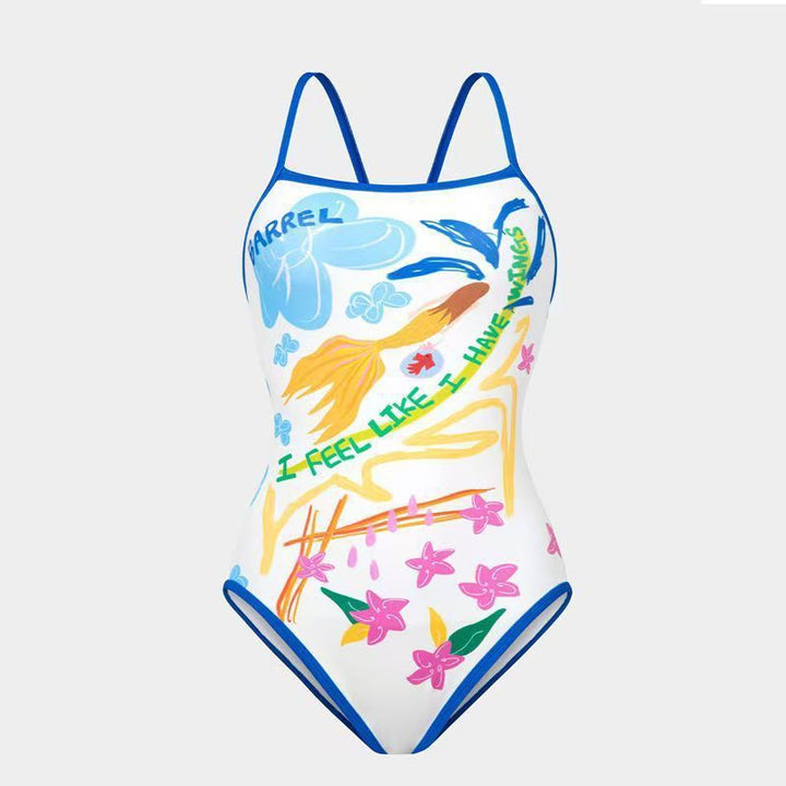 Damen Einteiler Badeanzug mit kreativem grafischen Design Drune