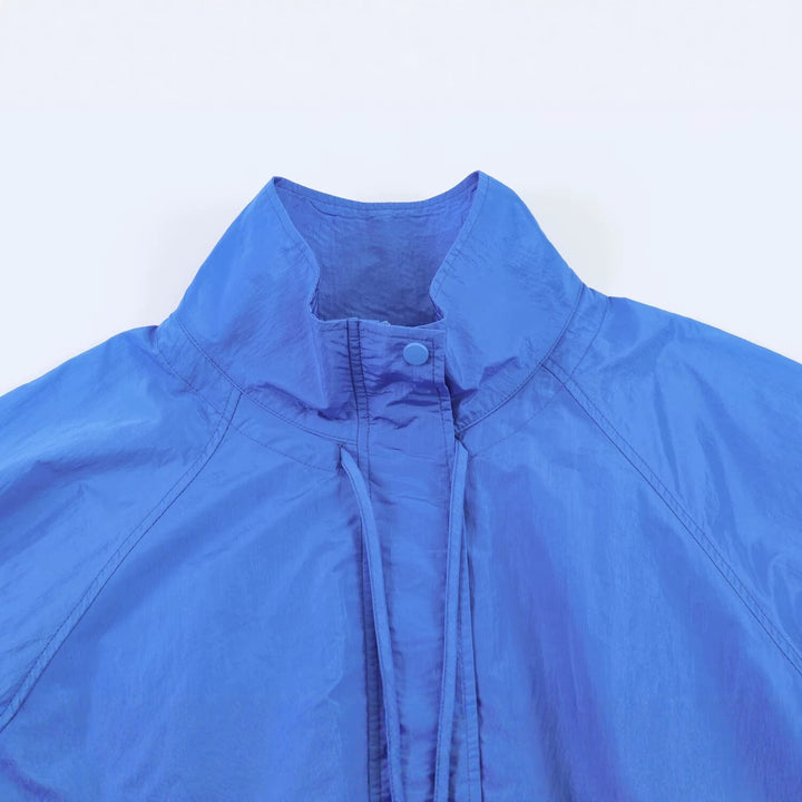Damen Leichte Windbreakerjacke mit hohem Stehkragen, Tunnelzugsaum und Raglanärmeln Drune