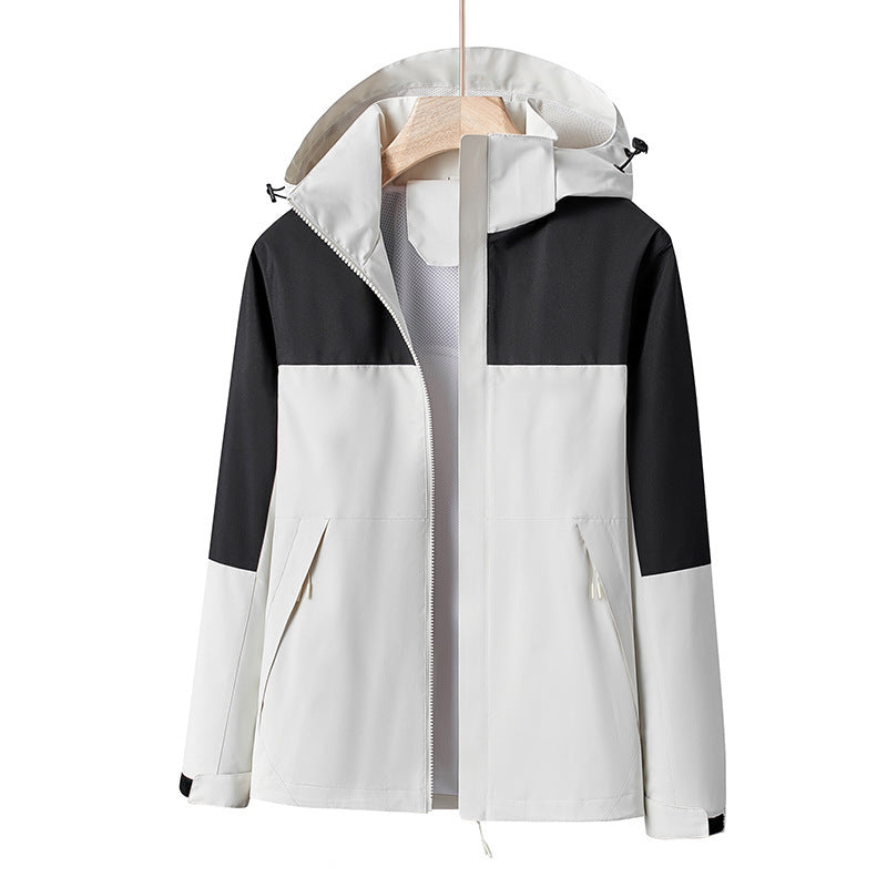 Herren Leichte winddichte Softshell-Regenjacke mit Kapuze und Kontrastbesatz Drune