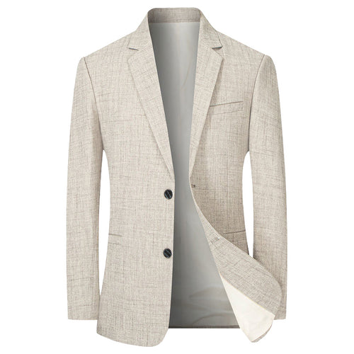 Herren Leichter Leinenblazer Slim-Fit Zweiknopf-Sakko atmungsaktiv Drune