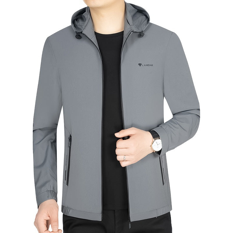 Herren Leichte Softshell-Funktionsjacke mit Kapuze wasserabweisend atmungsaktiv Drune