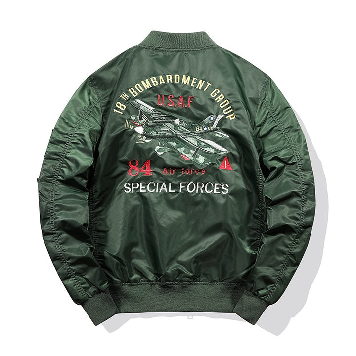 Herren Bomberjacke mit dekorativen Patch‑Applikationen, MA‑1‑Inspiriertes Utility‑Design Drune