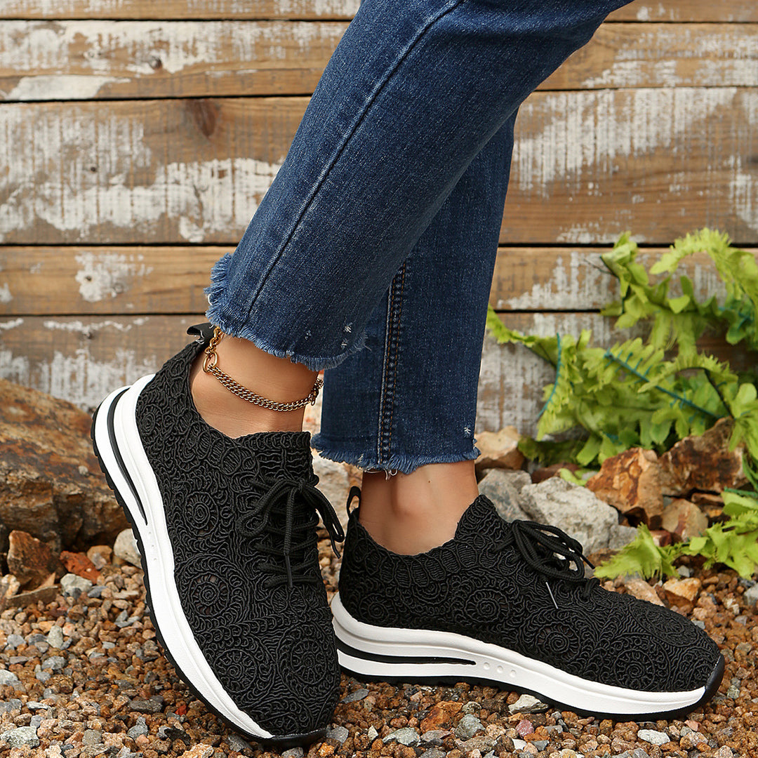 Damen  gestrickte Slip-On Plateau-Sneaker mit atmungsaktivem Obermaterial und gepolstertem Komfortfußbett Drune
