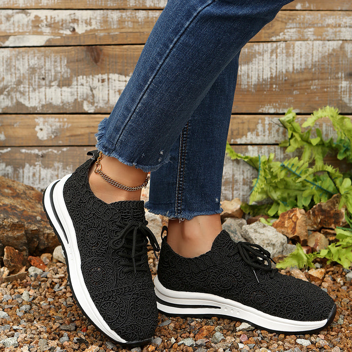 Damen  gestrickte Slip-On Plateau-Sneaker mit atmungsaktivem Obermaterial und gepolstertem Komfortfußbett Drune