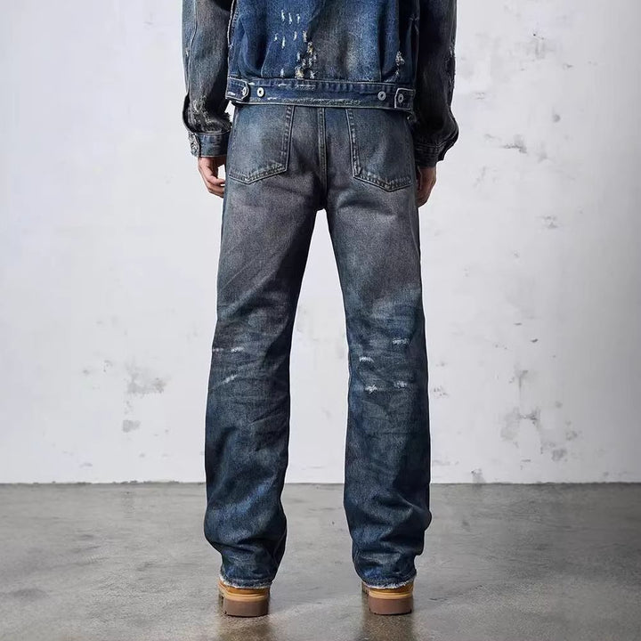 Herren Weit geschnittene Destroyed Jeans Drune