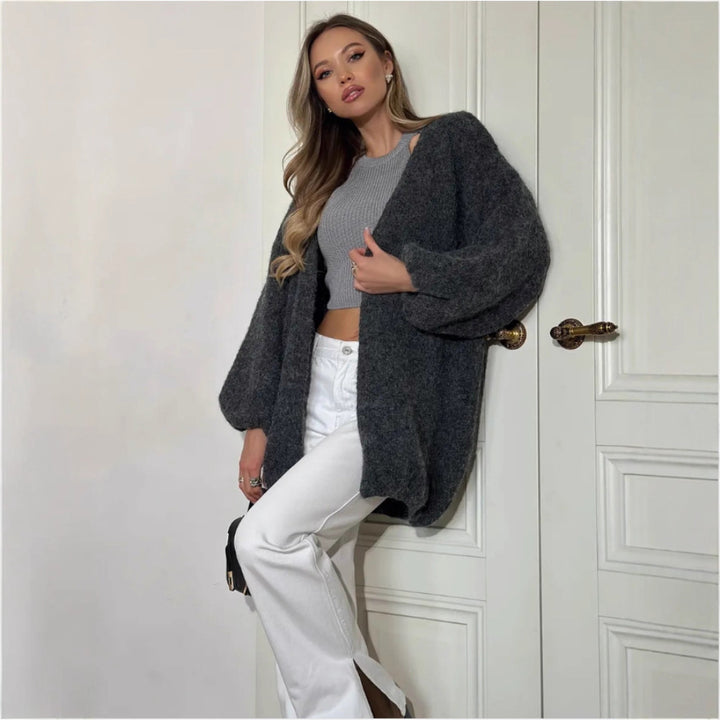 Damen Flauschiger Oversized Cardigan Drune