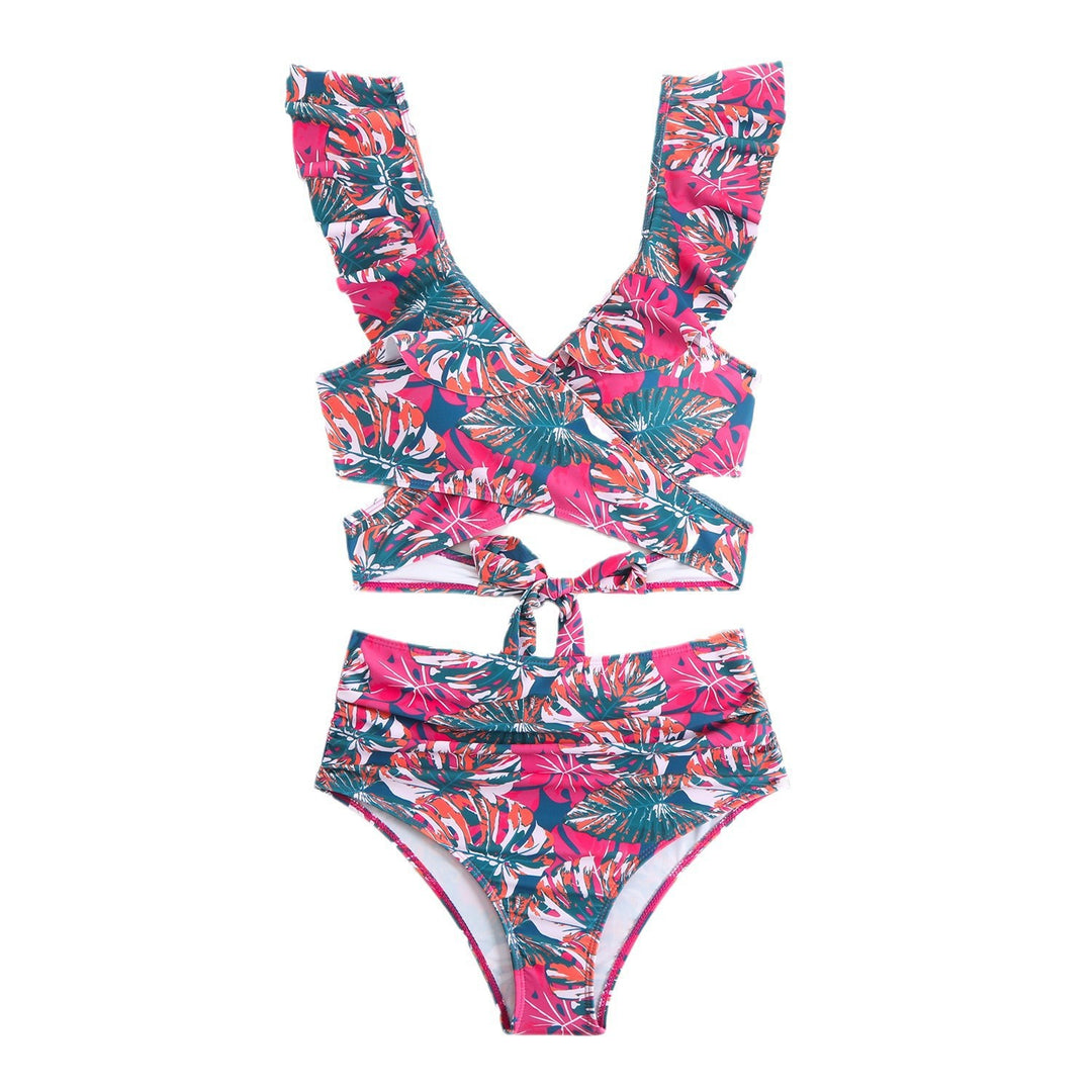 Damen Stilvolles Wickel-Bikini-Set mit Rüschendetails Drune