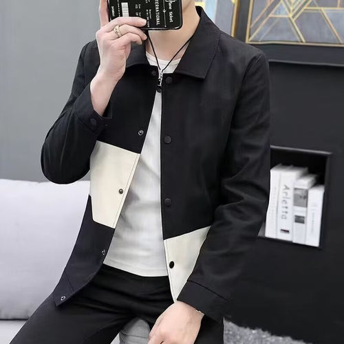 Herren modische Übergangsjacke mit kreativen Farbblock-Design Drune