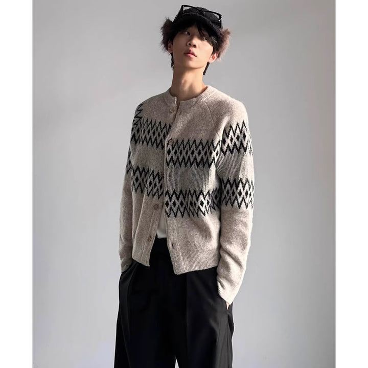 Herren Modische Strickjacke mit geometrischem Muster Drune