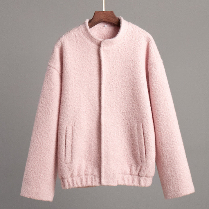 Damen Flauschige Kapuzenjacke aus Teddyfell mit seitlichen Taschen Drune