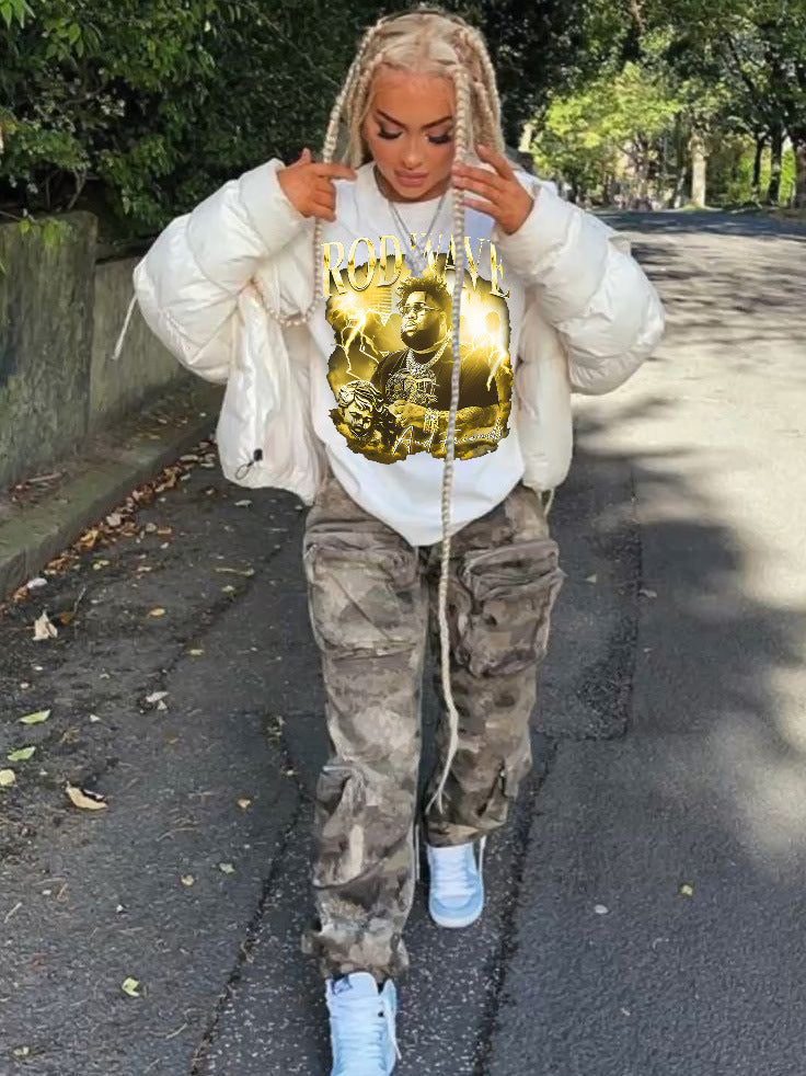 Damen Sweatshirt mit stylischem Druckdesign Drune