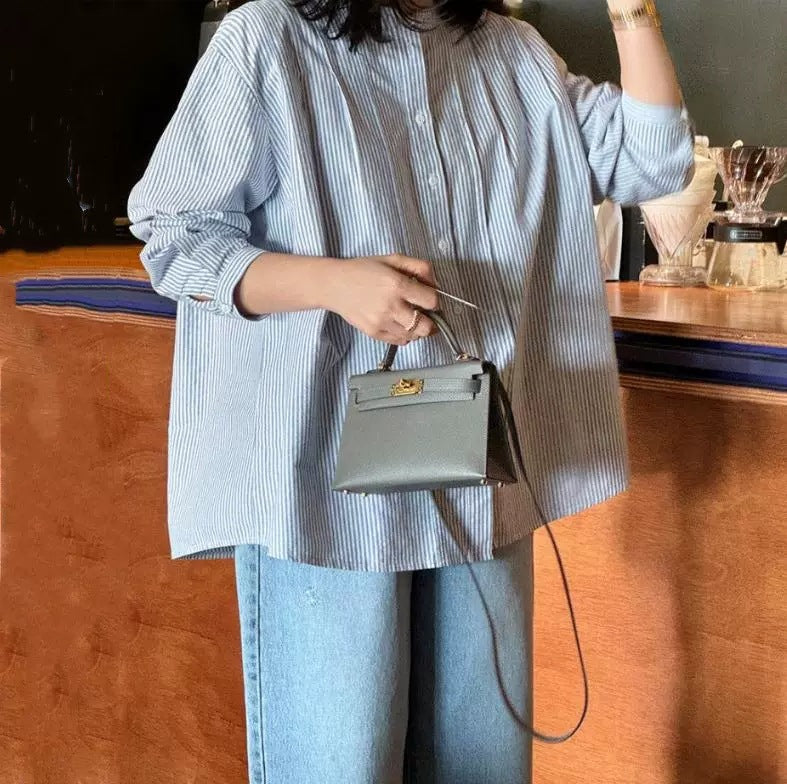 Damen Strukturierte Mini-Handtasche mit Topgriff und abnehmbarem Schulterriemen Drune