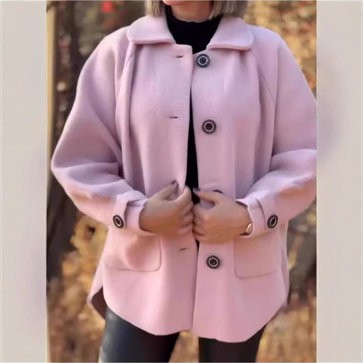 Damen weiche Wolljacke mit Schulterpasse und Knopfdetails Drune