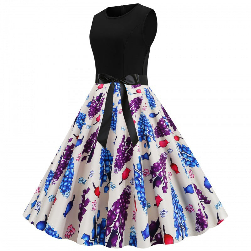 Damen Swingkleid mit floralem Muster und Taillengürtel Drune