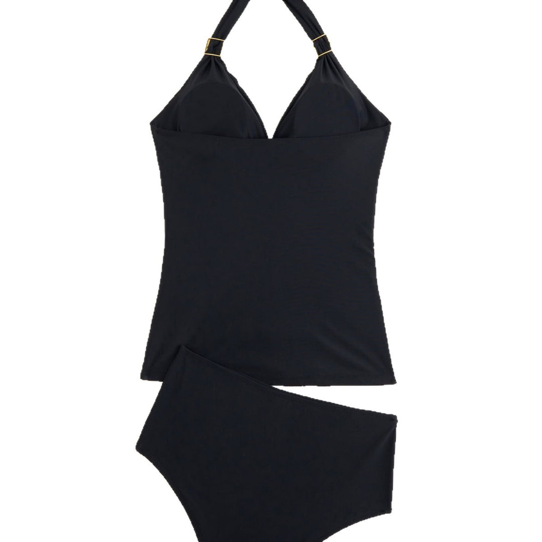 Damen Eleganter Tankini mit Halterneck und Goldakzenten Drune