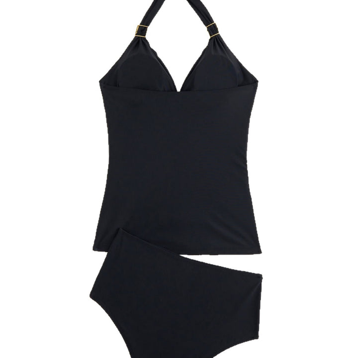 Damen Eleganter Tankini mit Halterneck und Goldakzenten Drune