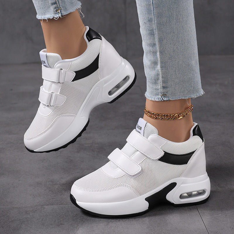 Damen nan sportliche Plateausneaker mit Klettverschluss und sichtbarer Luftpolstersohle aus atmungsaktivem Mesh Drune