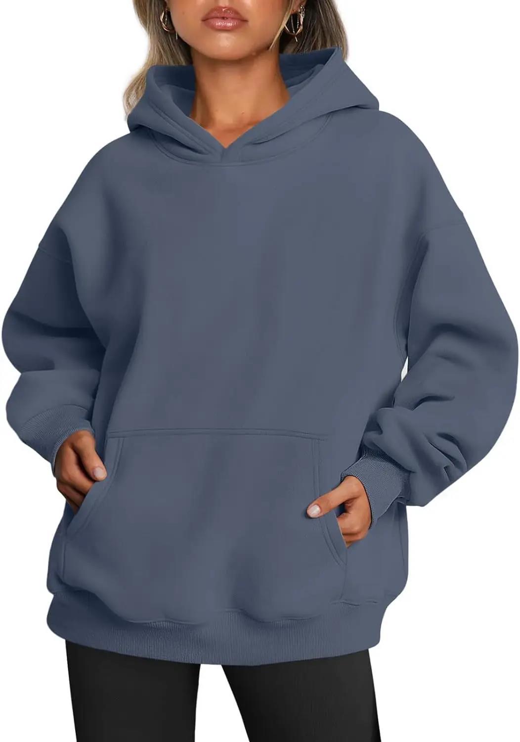 Damen nan oversized Kapuzenpullover mit verlängerter Silhouette und Kängurutasche Drune