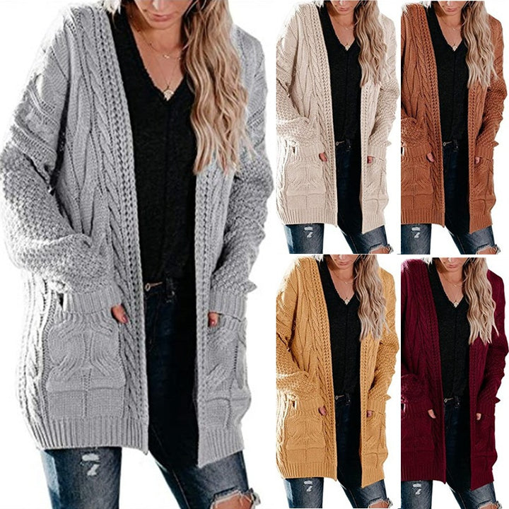 Damen Grobstrick-Cardigan mit tiefen Taschen und strukturiertem Designs Drune