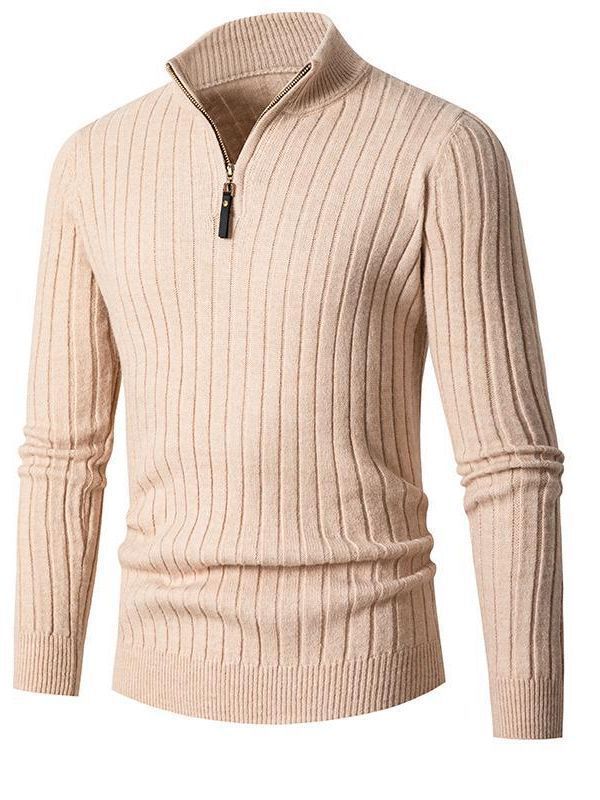 Herren Pullover mit Stehkragen und strukturiertem Rippdesign Drune