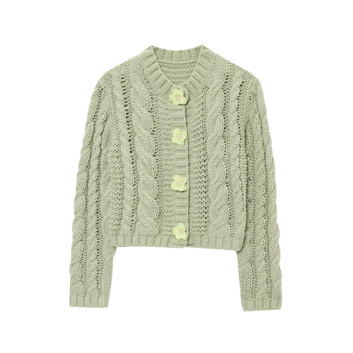 Damen cropped Strickjacke mit floralem Detail Drune
