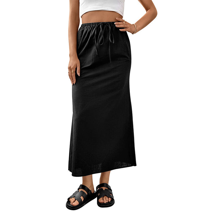 Damen Eleganter Maxirock mit verstellbarem Taillenzug Drune