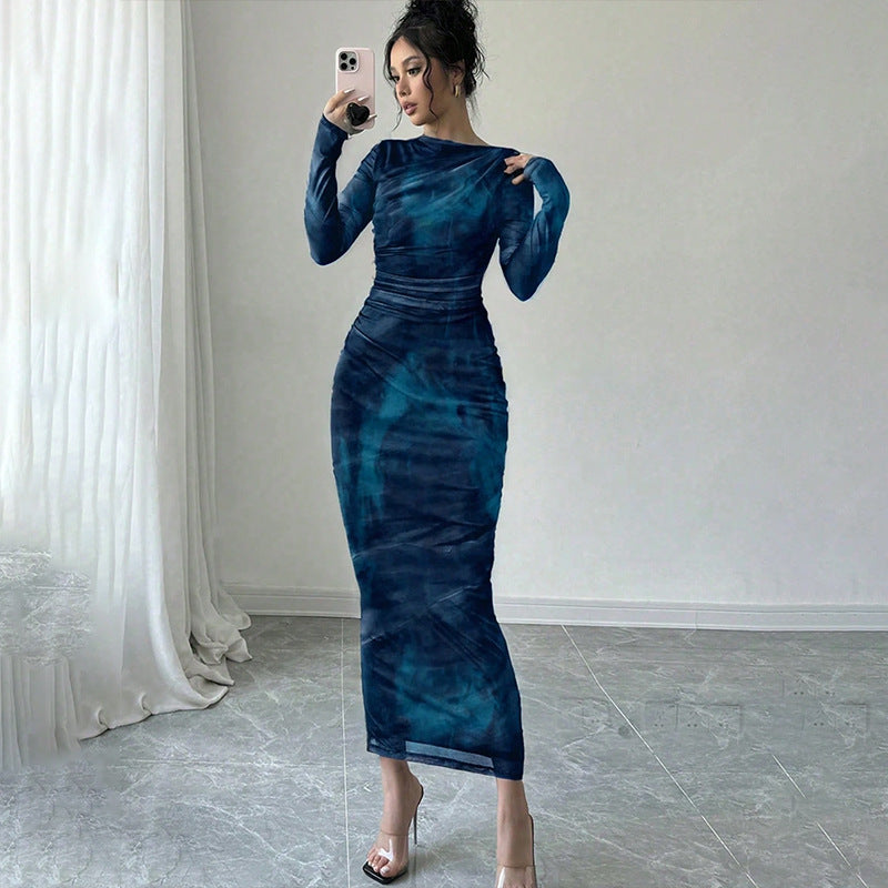 Damen Elegantes Wickelkleid mit Struktur Drune