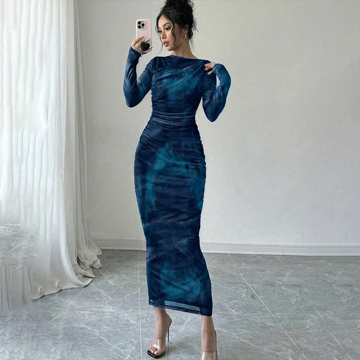 Damen Elegantes Wickelkleid mit Struktur Drune