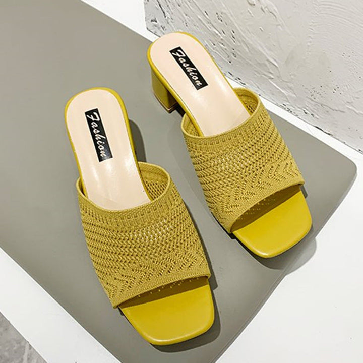 Damen Wedge-Pantoletten mit stilvollem Netzdesign und komfortablem Blockabsatz Drune