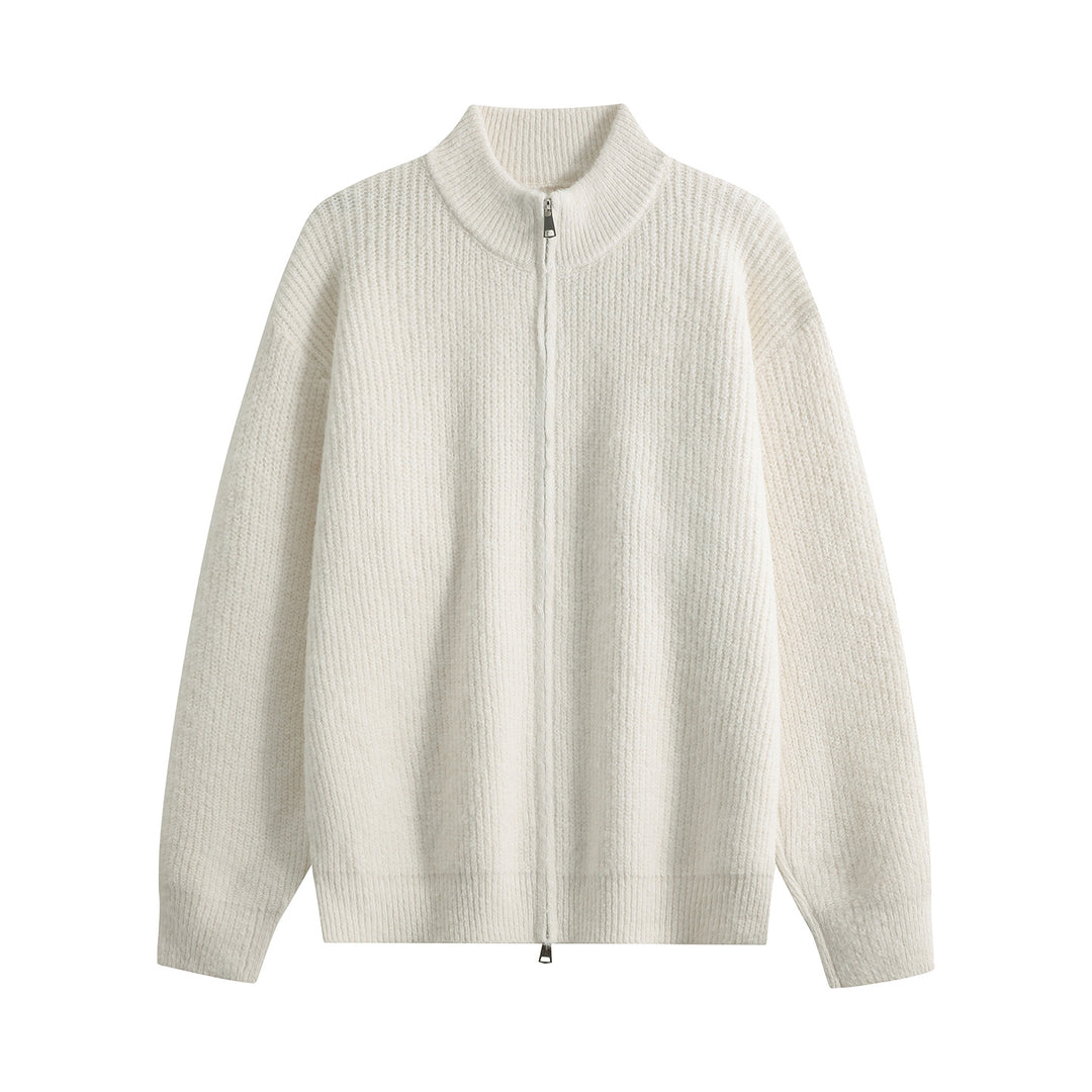 Damen Oversize-Strickjacke mit Rundhalsausschnitt, Rippsaum & Kontrastknöpfen Drune