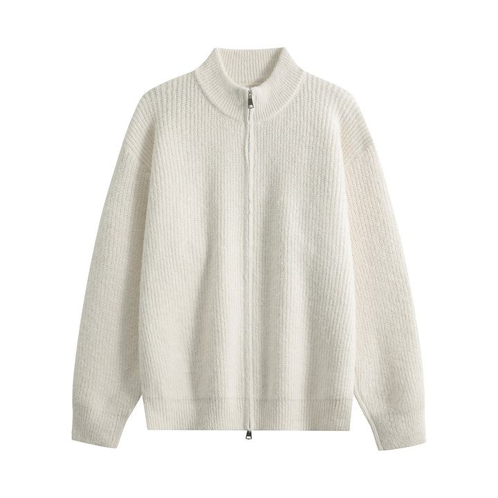 Damen Oversize-Strickjacke mit Rundhalsausschnitt, Rippsaum & Kontrastknöpfen Drune