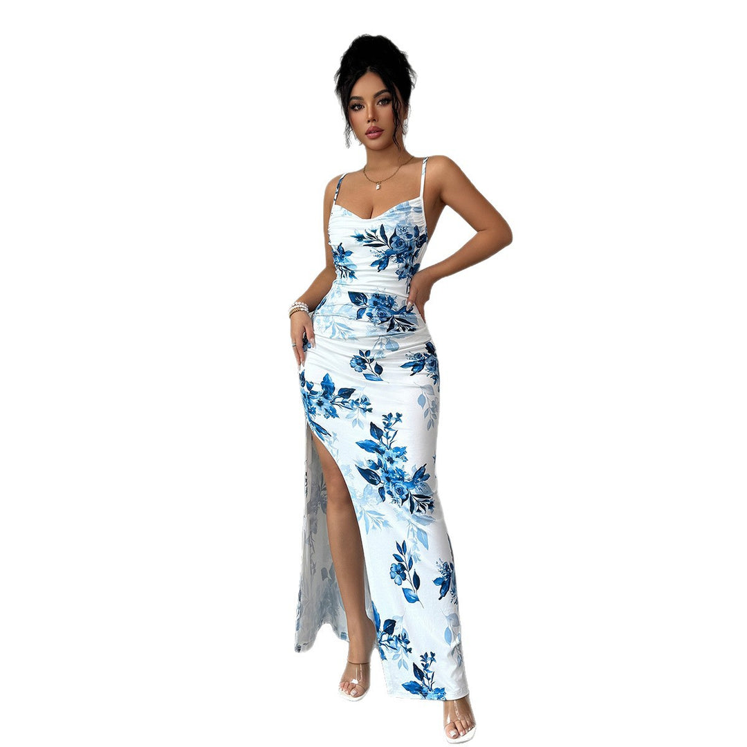 Damen Maxi-Kleid mit seitlichem Schlitz und blumigem Design Drune
